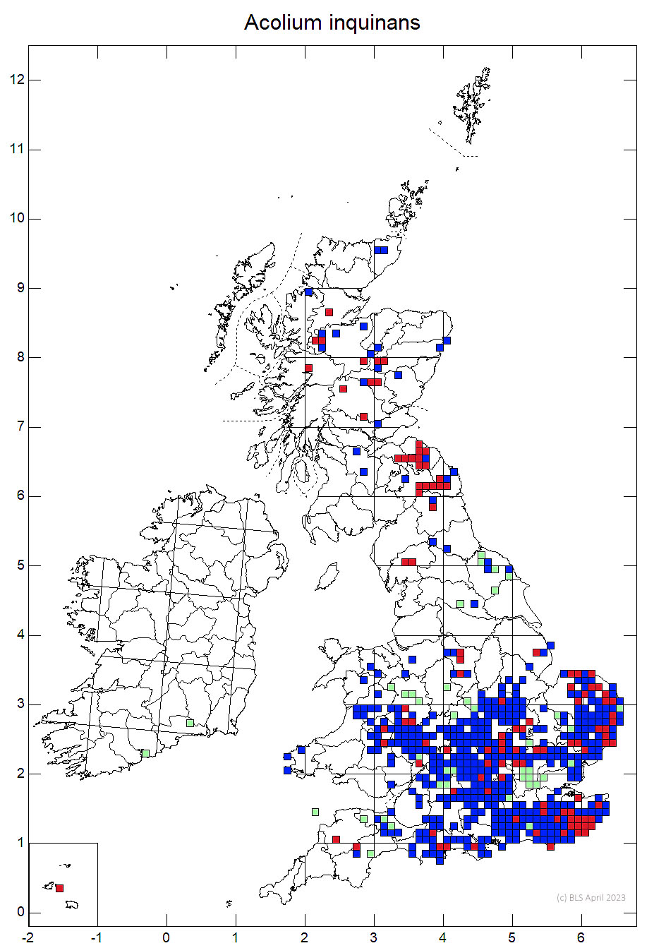Acolium inquinans 10km distribution map