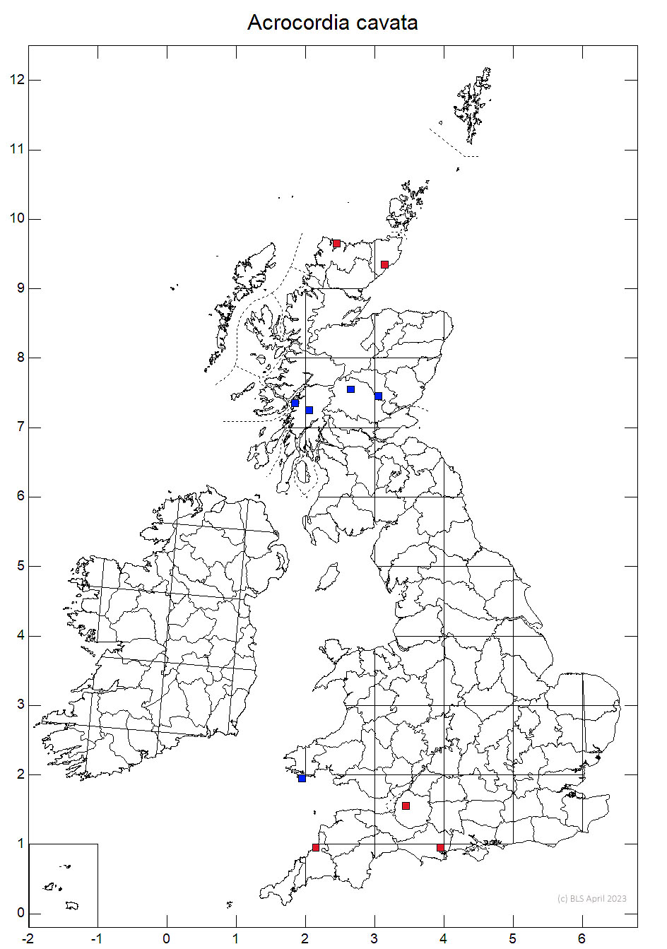 Acrocordia cavata 10km sq distribution map