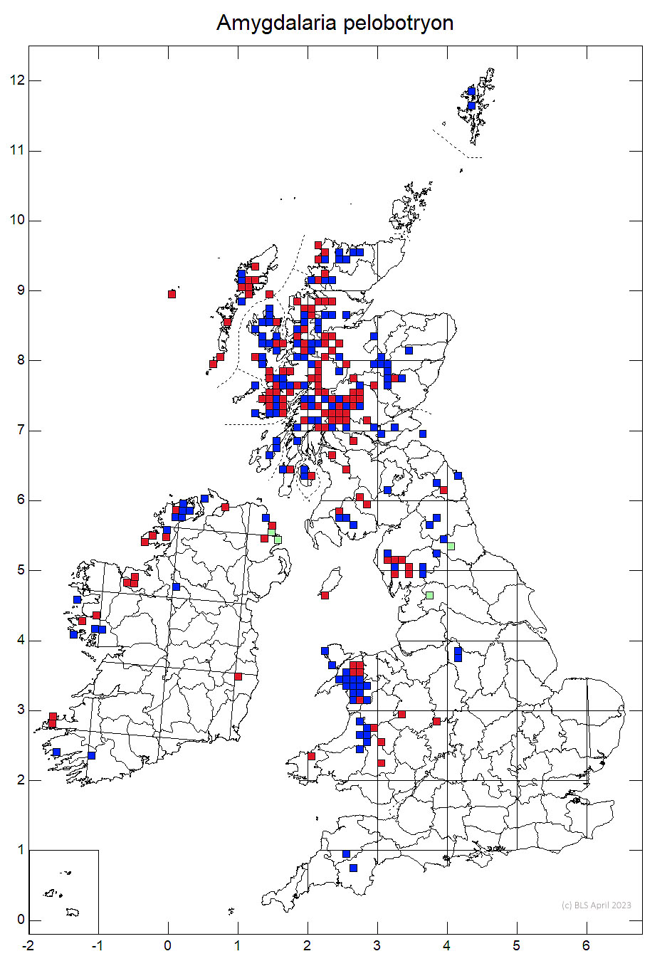 Amygdalaria pelobotryon 10km distribution map