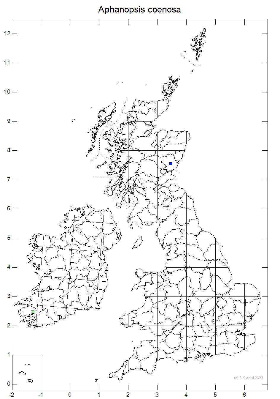 Aphanopsis coenosa 10km sq distribution map