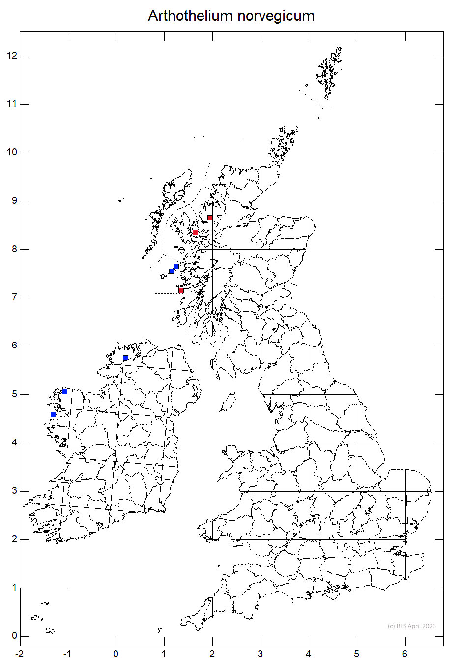 Arthothelium norvegicum 10km sq distribution map