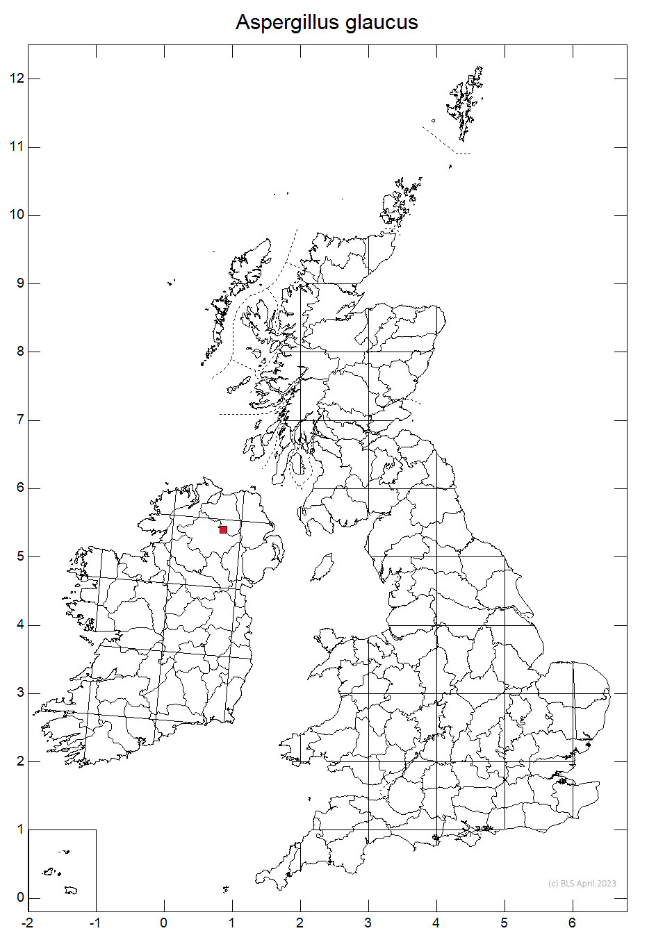 Aspergillus glaucus 10km distribution map