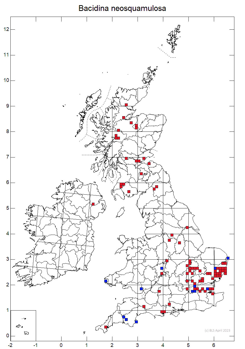 Bacidina neosquamulosa 10km distribution map