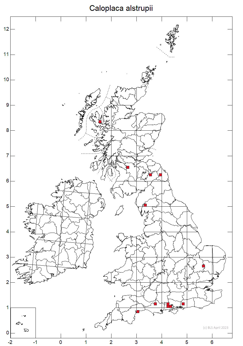 Caloplaca alstrupii 10km distribution map