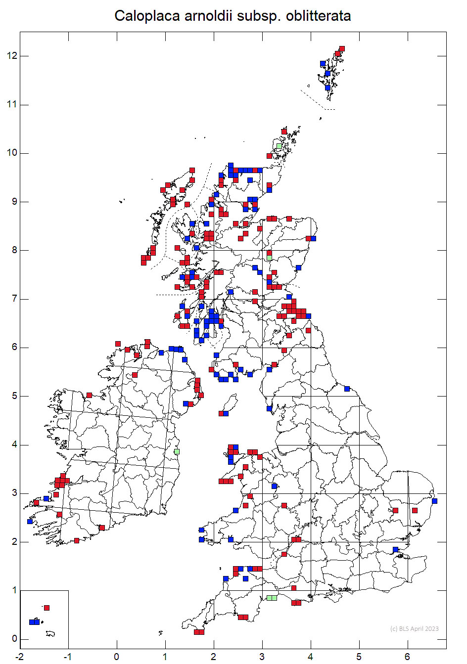 Caloplaca arnoldii 10km distribution map