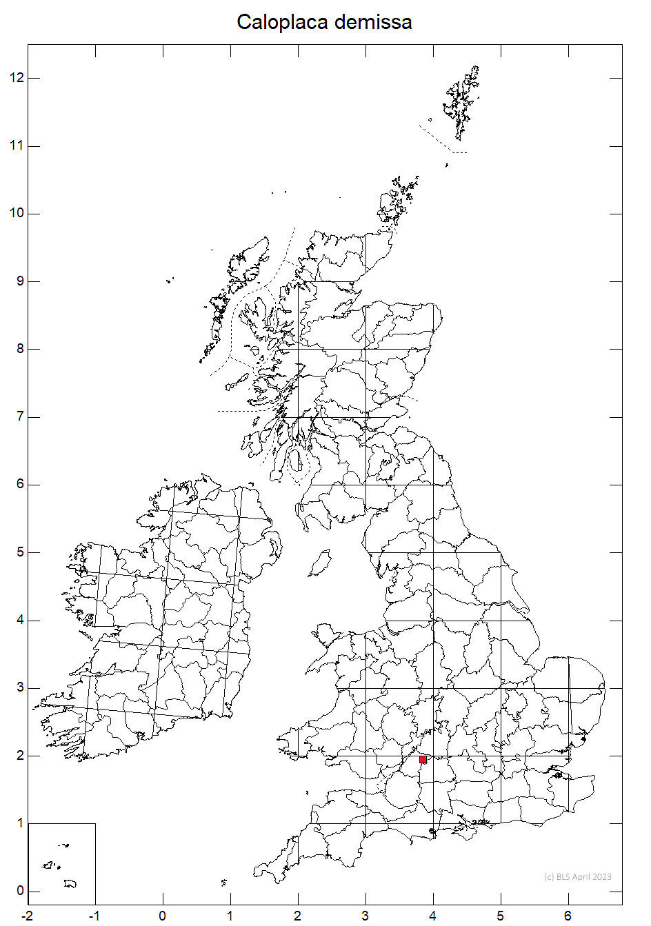 Caloplaca demissa 10km sq distribution map