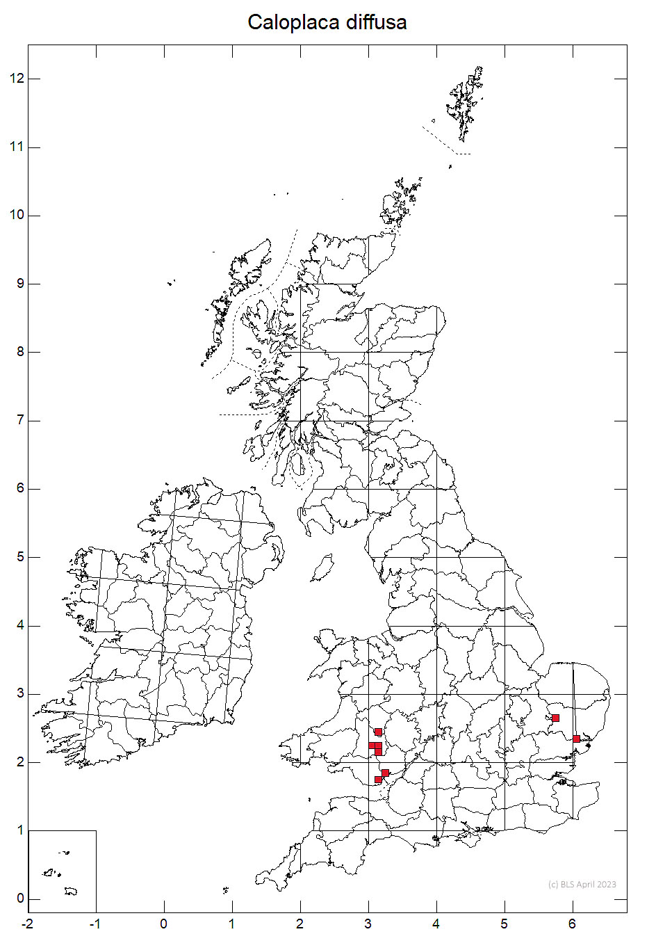 Caloplaca diffusa 10km distribution map
