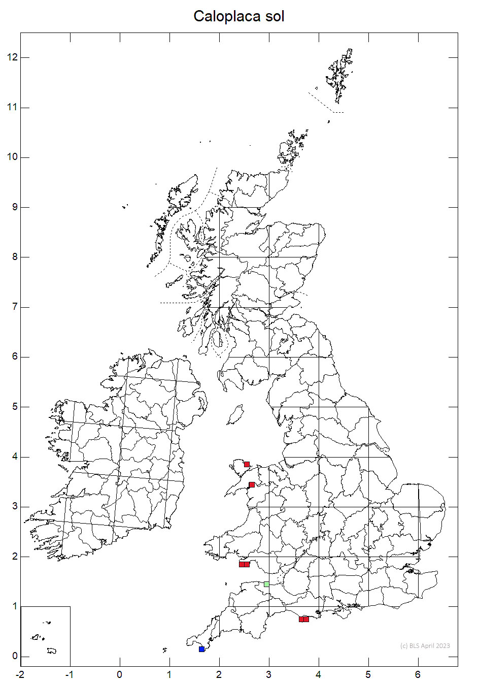 Caloplaca sol 10km distribution map