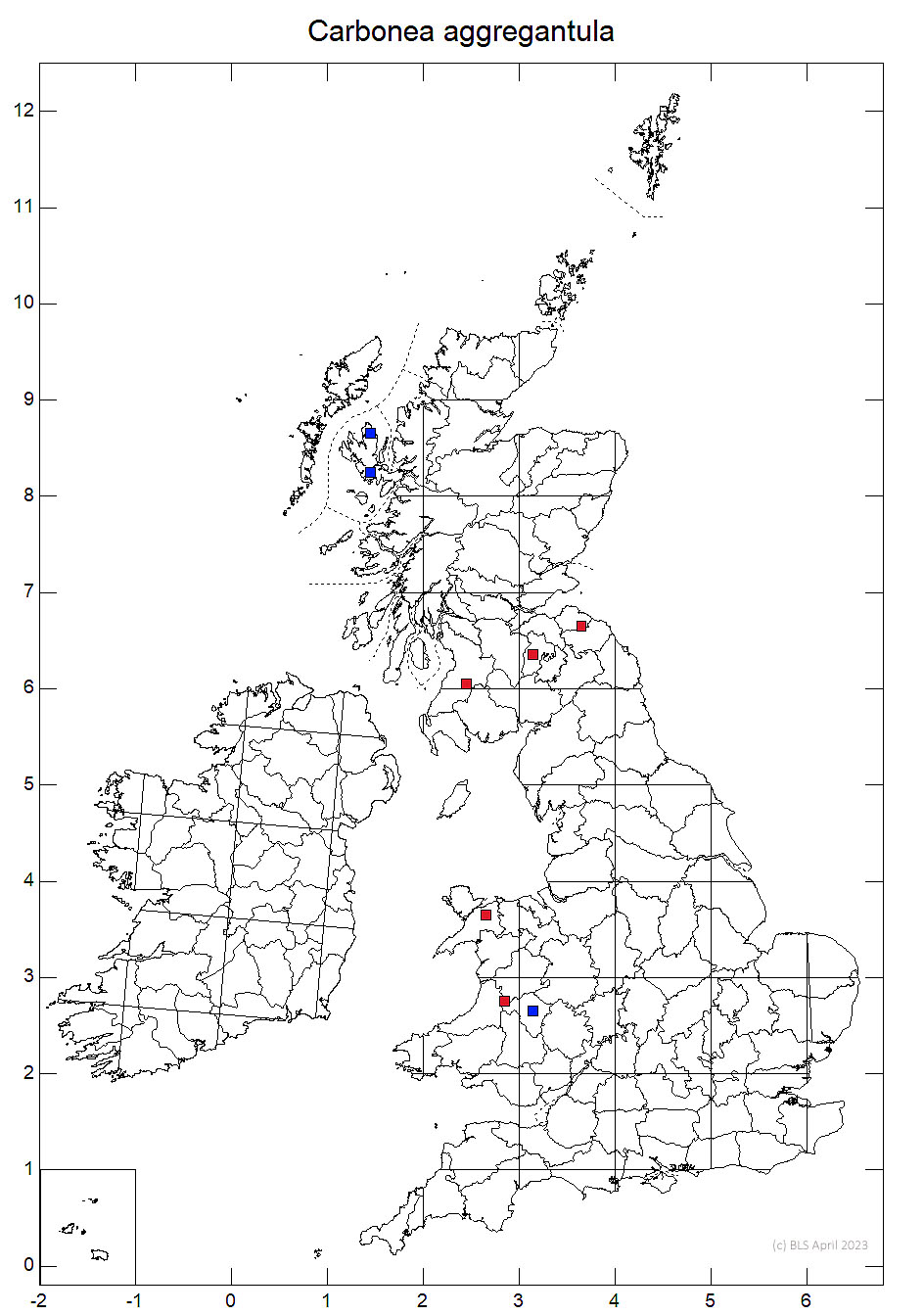 Carbonea aggregantula 10km sq distribution map