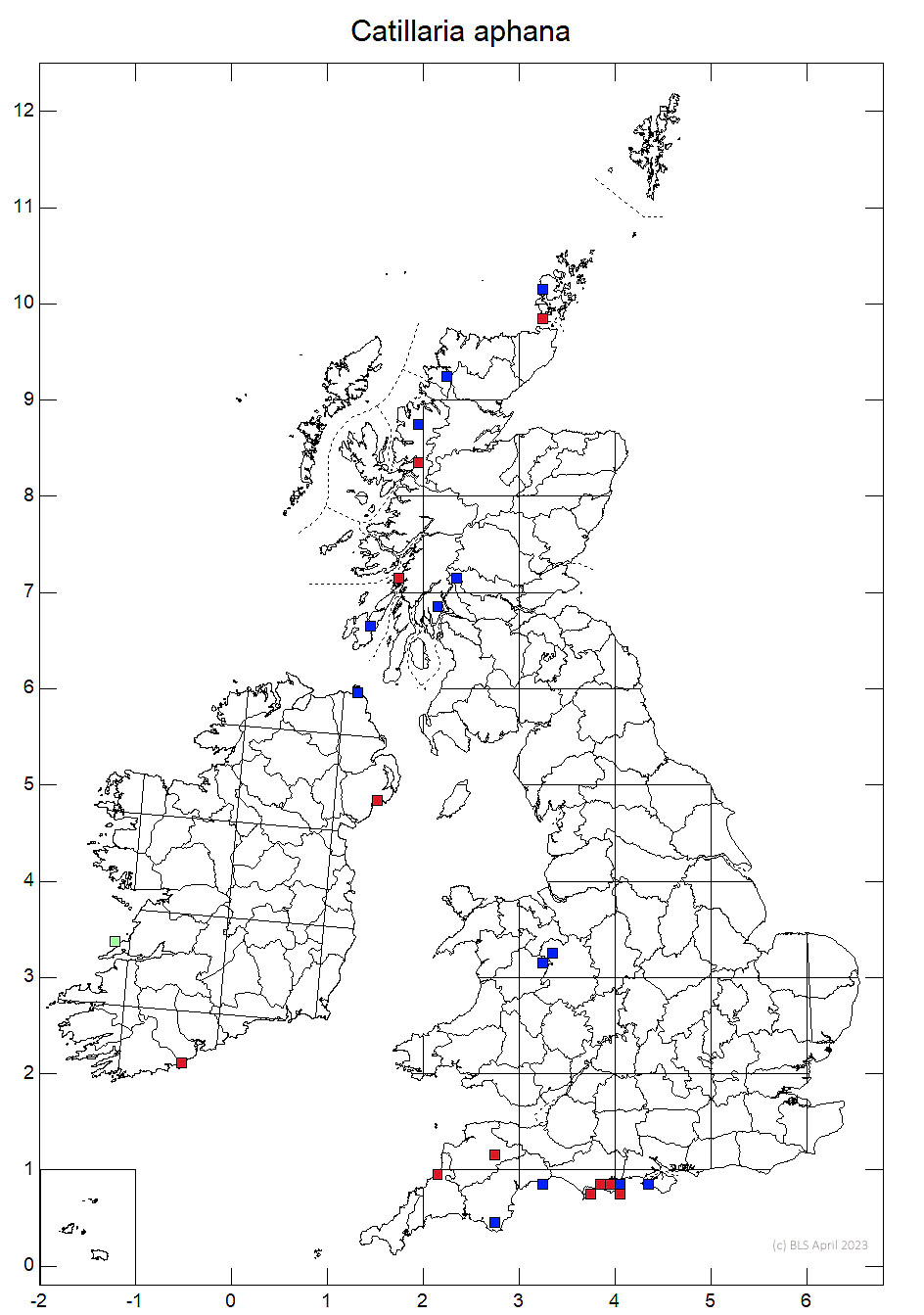 Catillaria aphana 10km sq distribution map