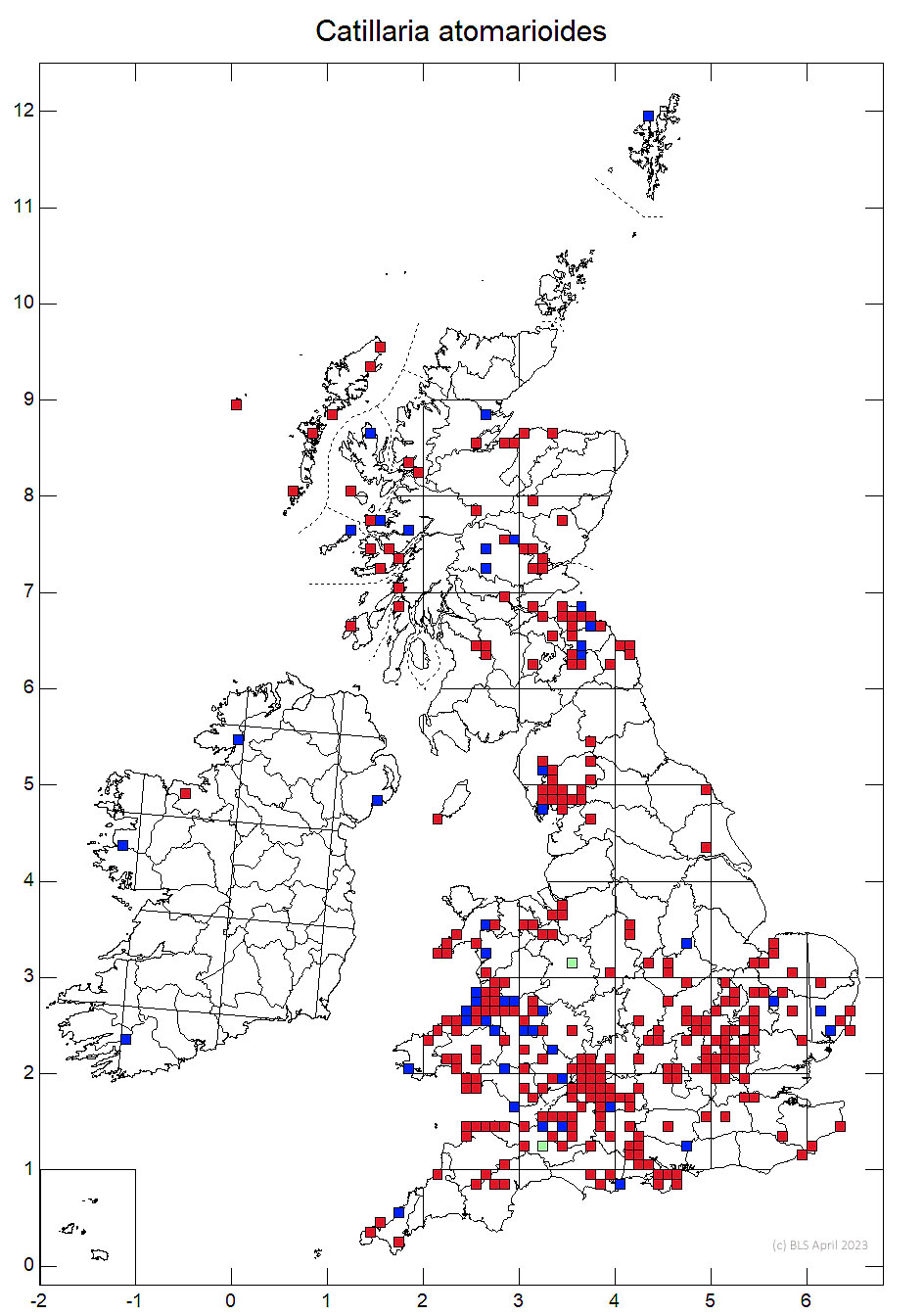 Catillaria atomarioides 10km sq distribution map