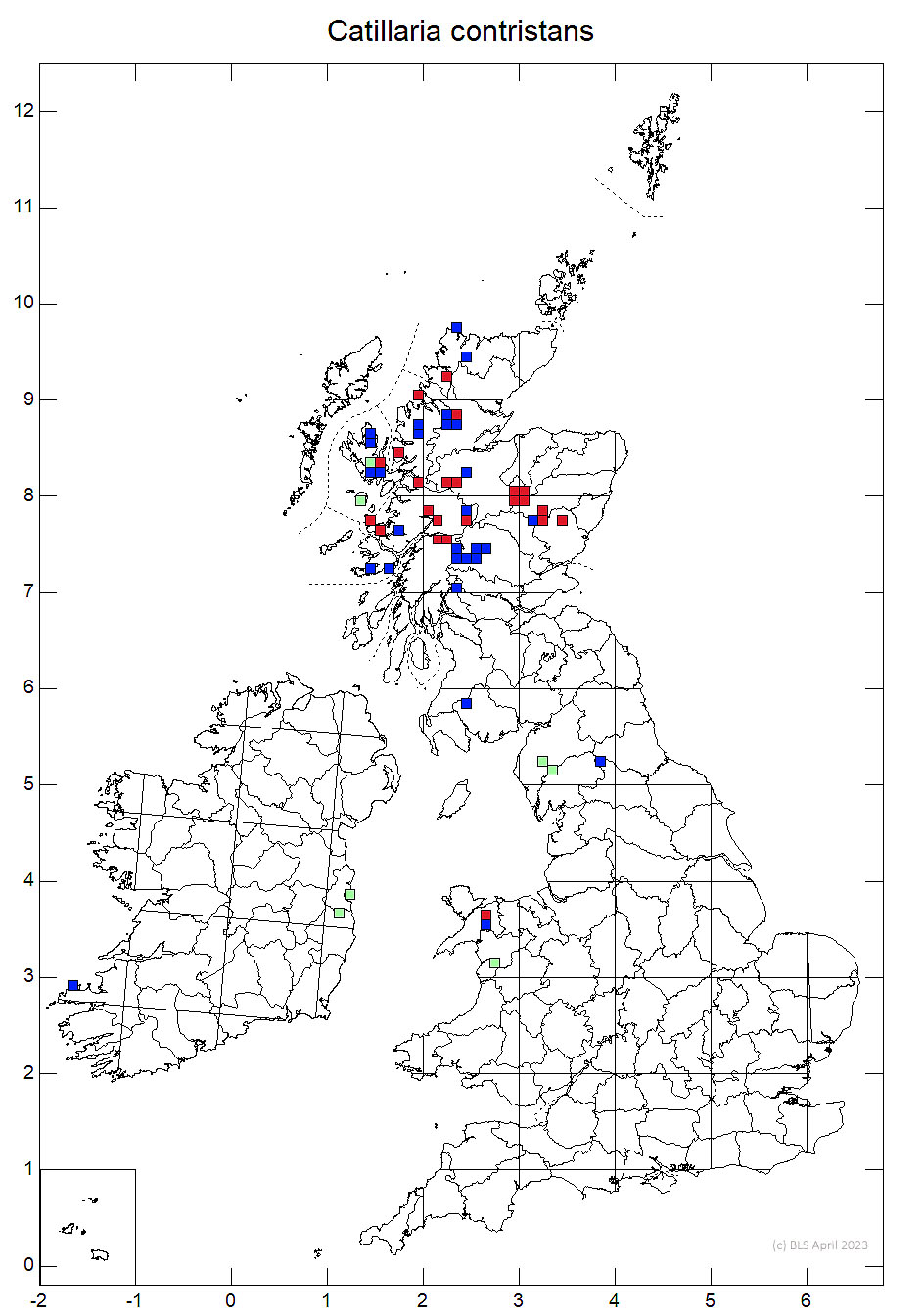 Catillaria contristans 10km sq distribution map