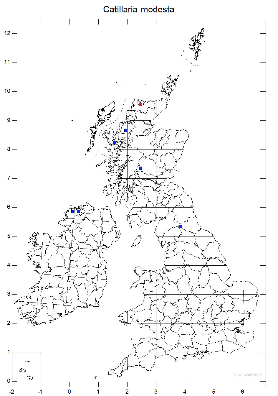 Catillaria modesta 10km sq distribution map
