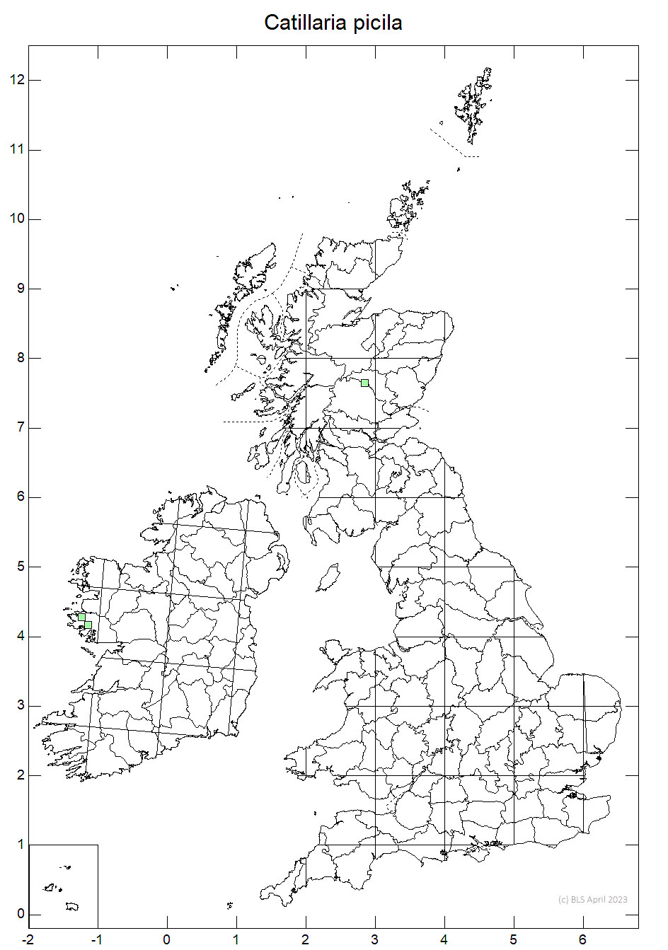 Catillaria picila 10km sq distribution map
