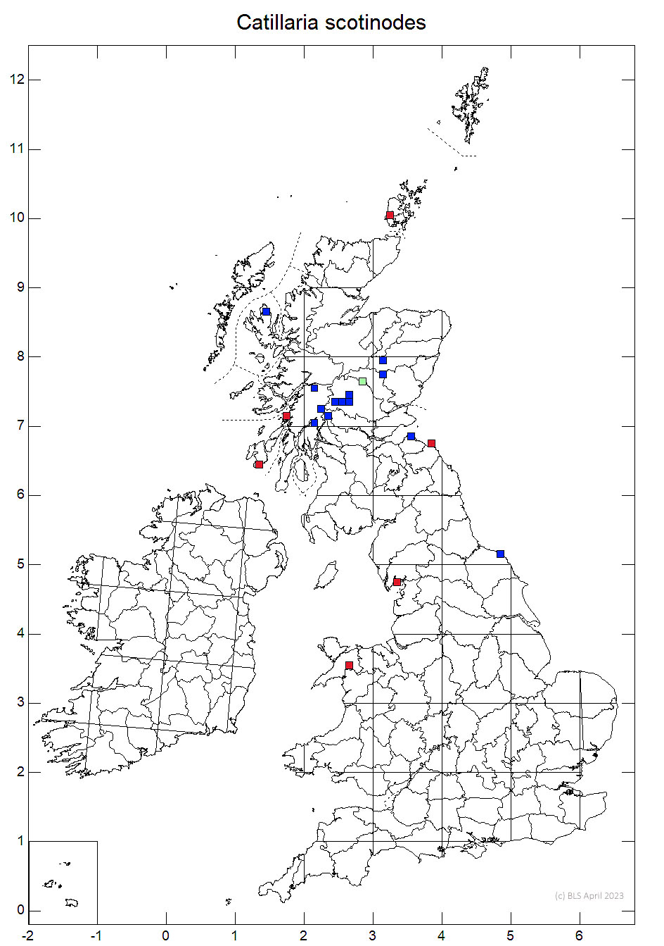 Catillaria scotinodes 10km sq distribution map