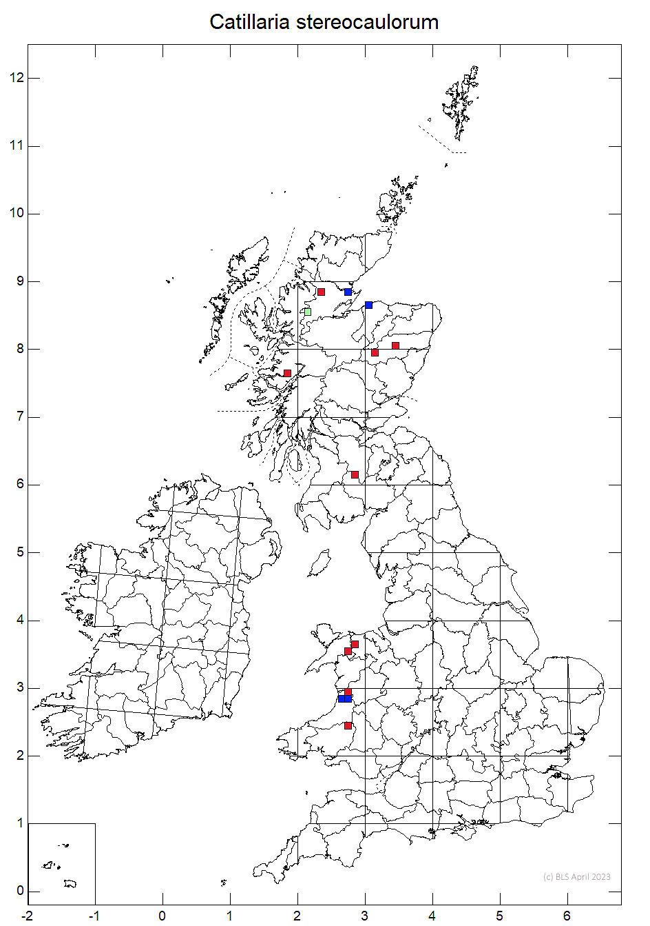 Catillaria stereocaulorum 10km distribution map