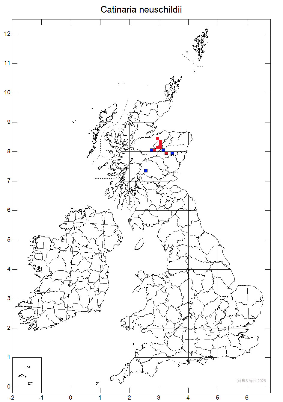 Catinaria neuschildii 10km sq distribution map