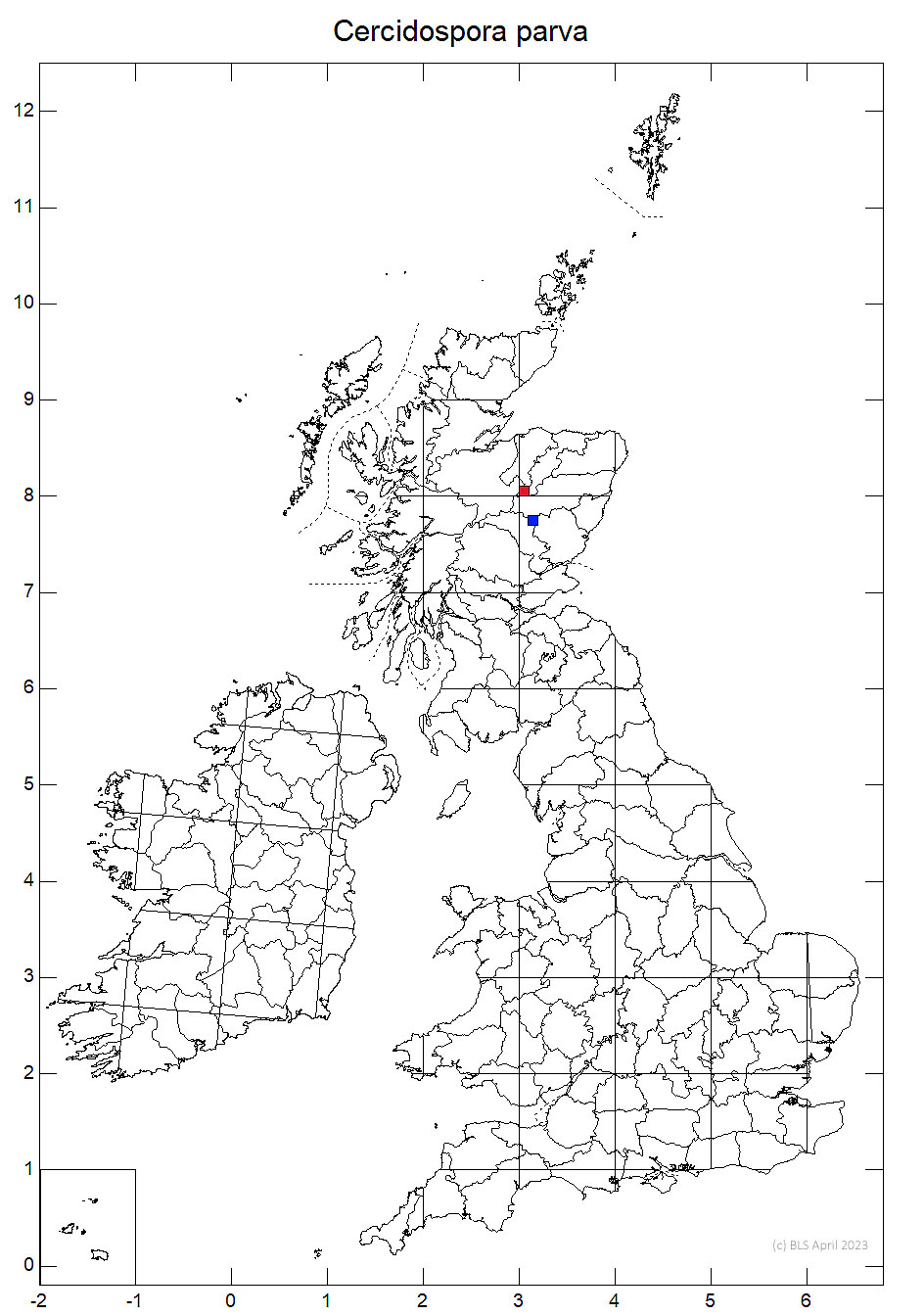 Cercidospora parva 10km sq distribution map