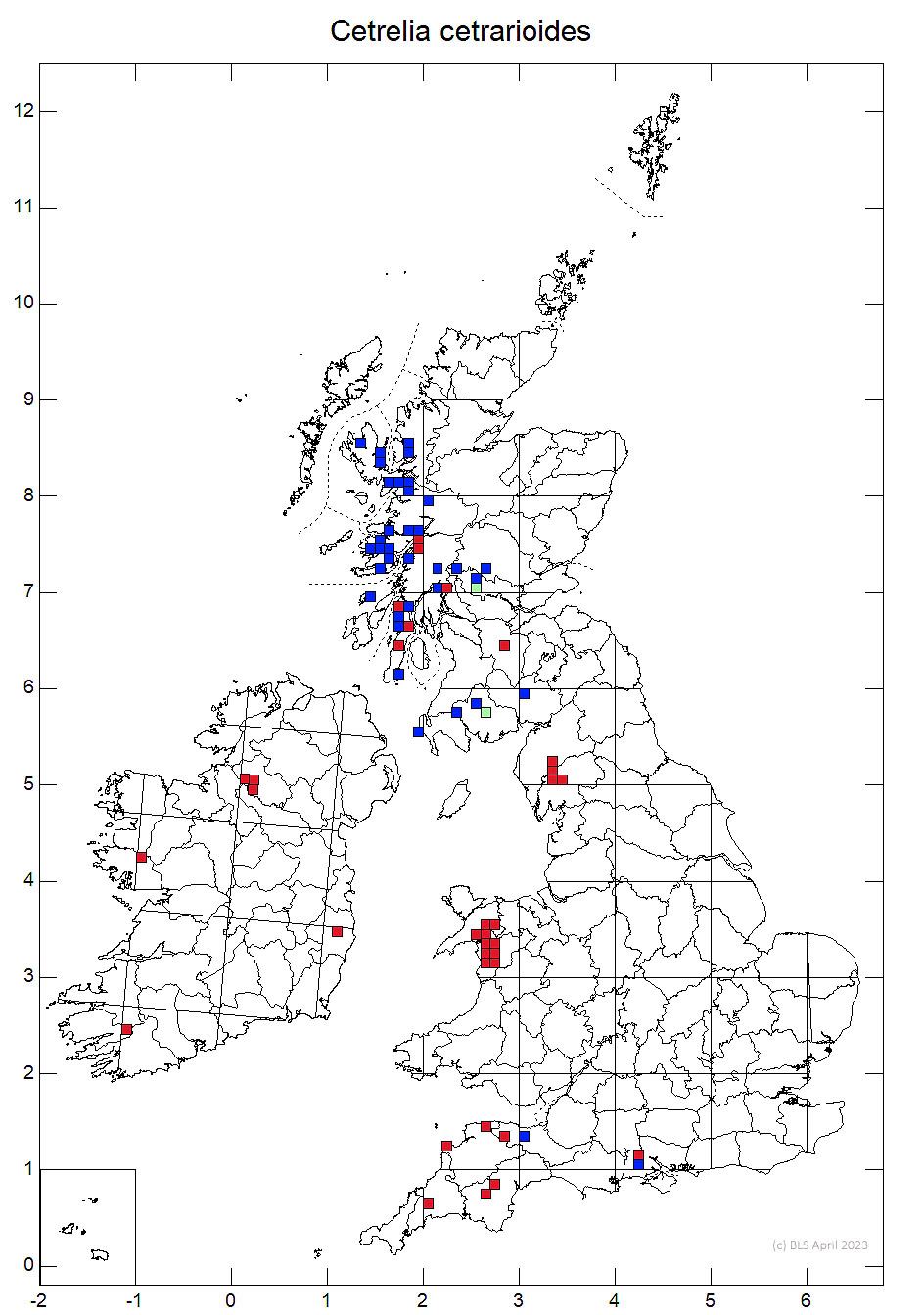 Cetrelia cetrarioides 10km distribution map
