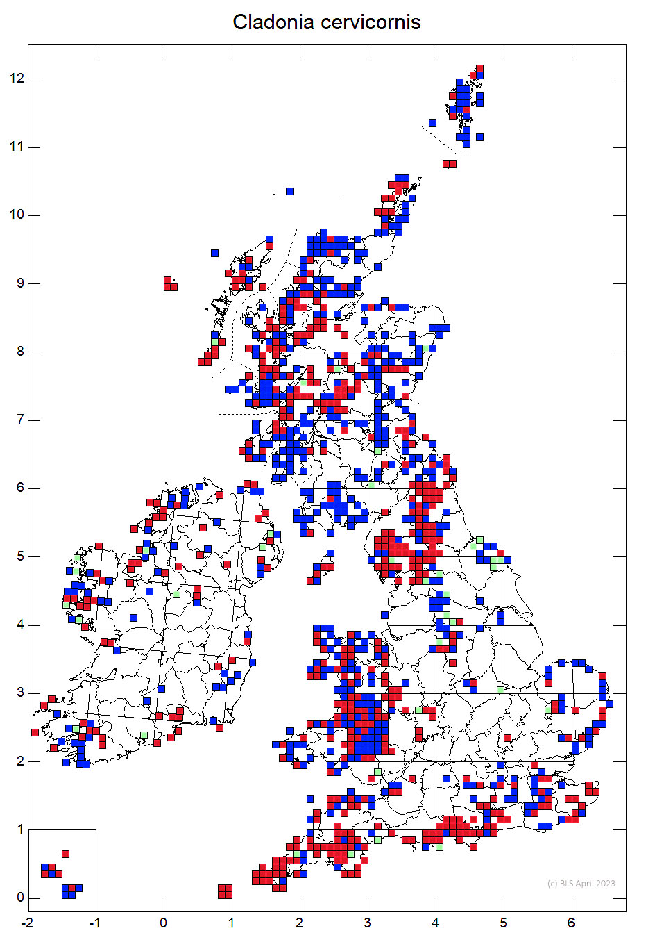 Cladonia cervicornis 10km distribution map