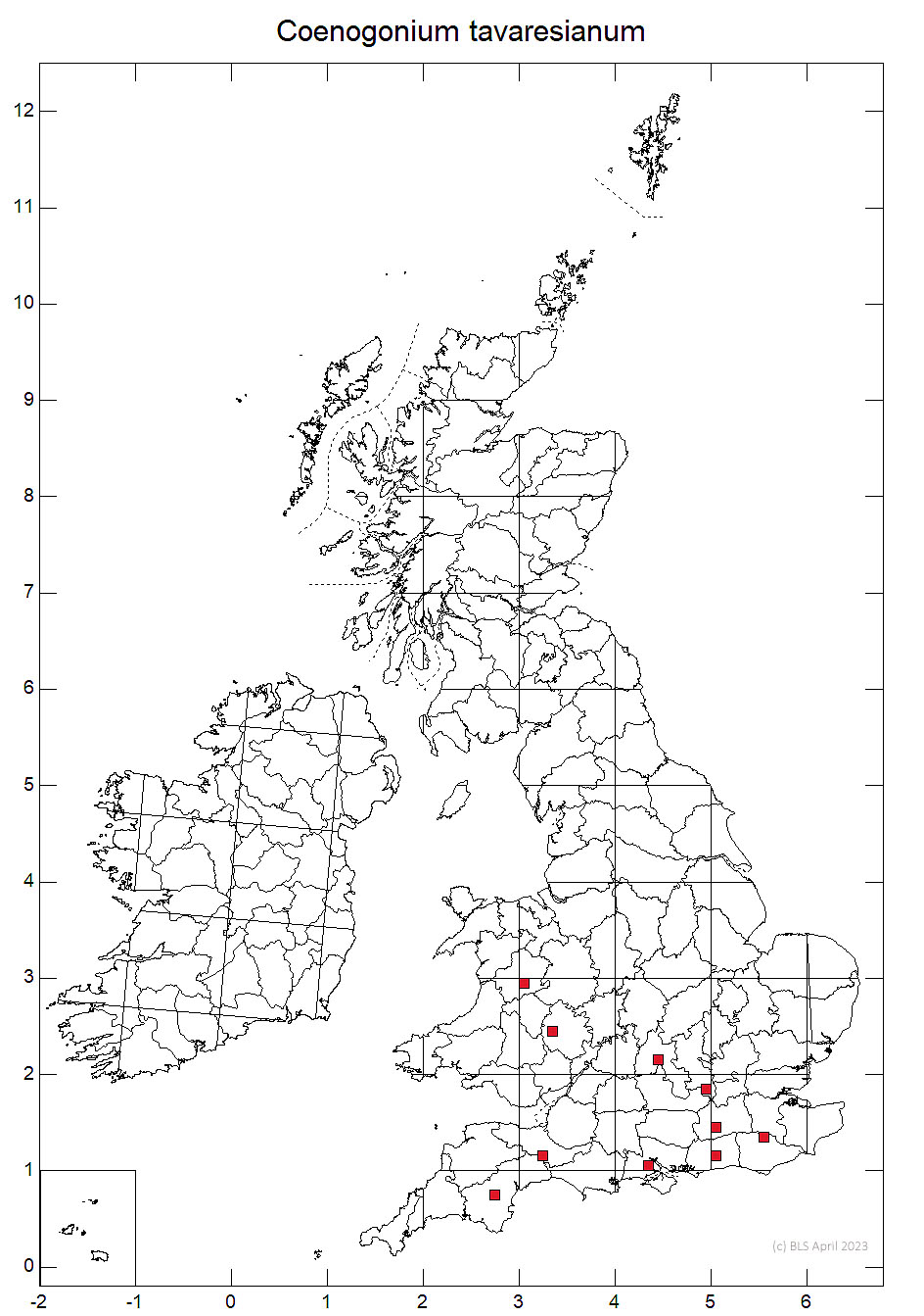 Coenogonium tavaresianum 10km distribution map
