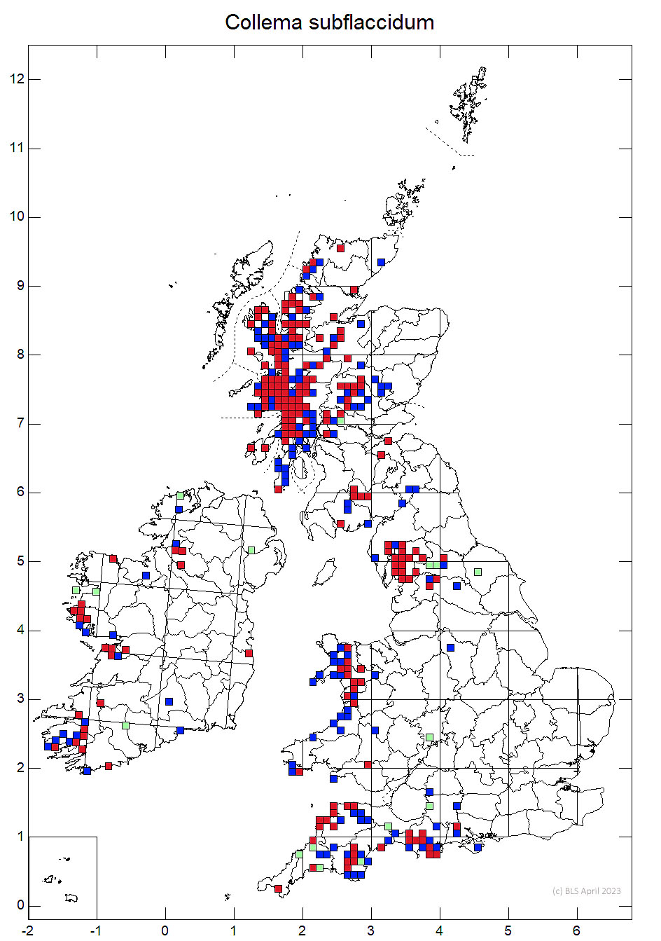 Collema subflaccidum 10km sq distribution map