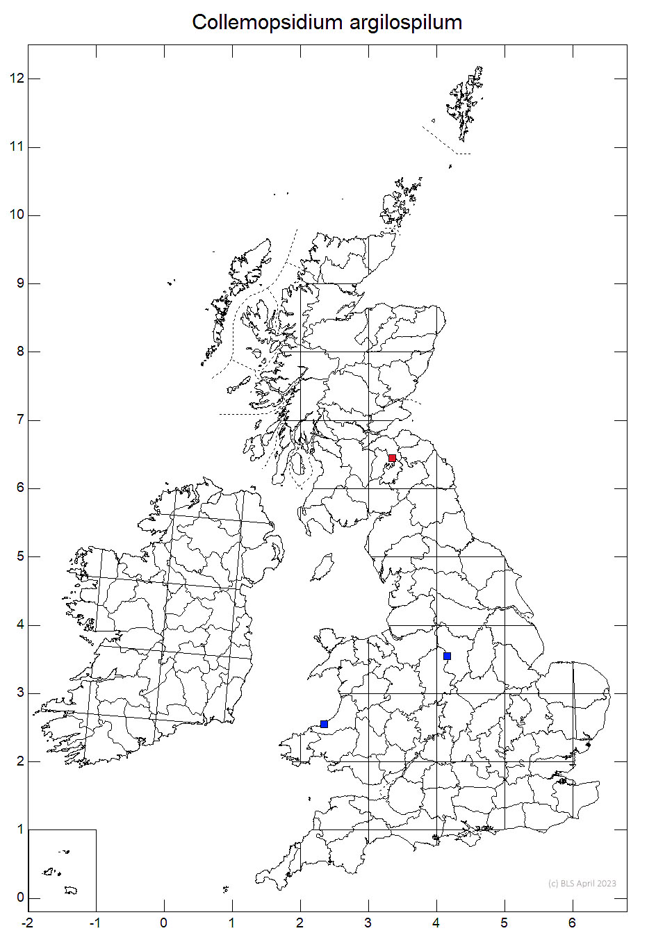 Collemopsidium argilospilum 10km sq distribution map