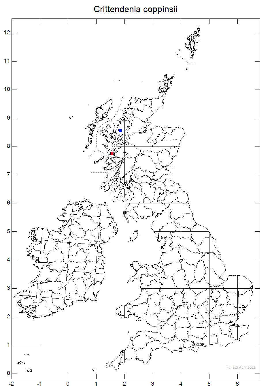 Crittendenia coppinsii 10km distribution map