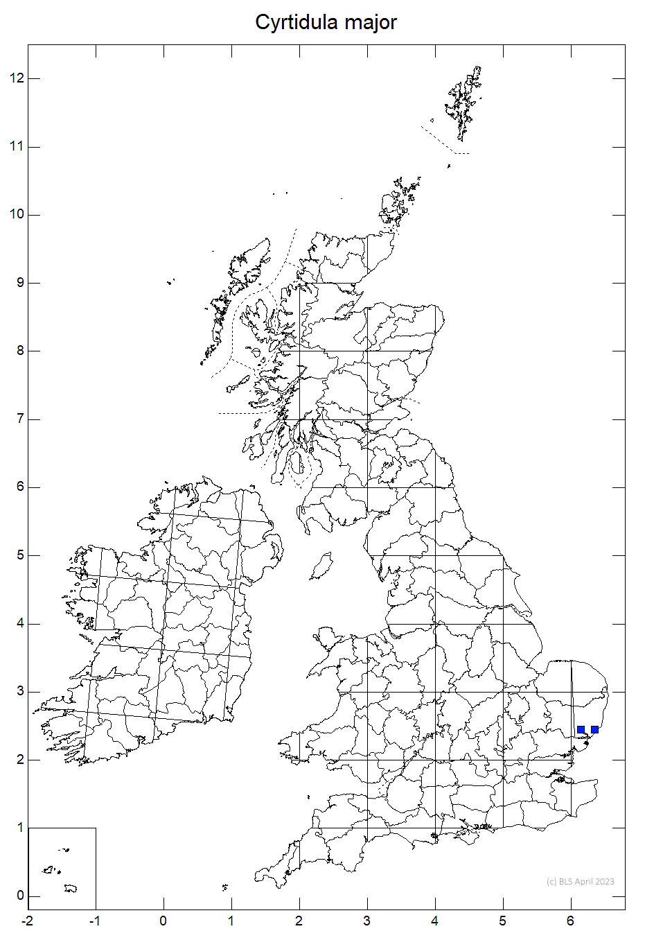 Cyrtidula major 10km sq distribution map