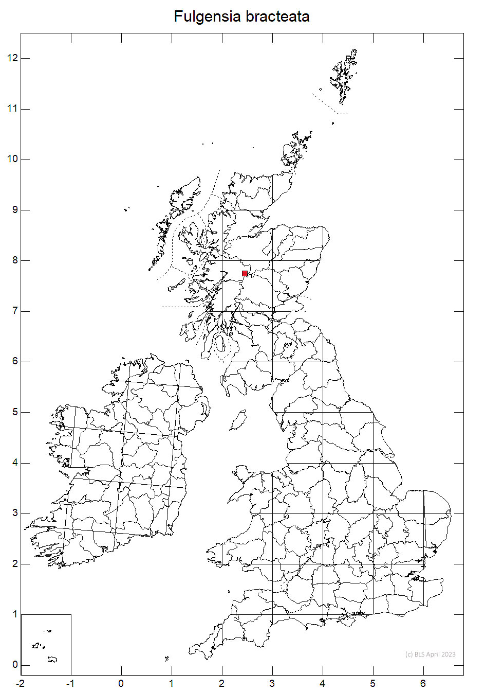 Fulgensia bracteata var. alpina 10km sq distribution map