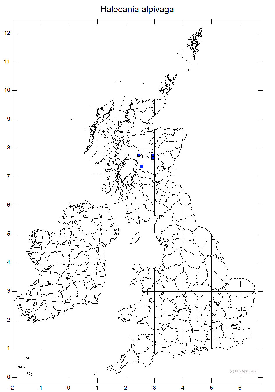 Halecania alpivaga 10km sq distribution map
