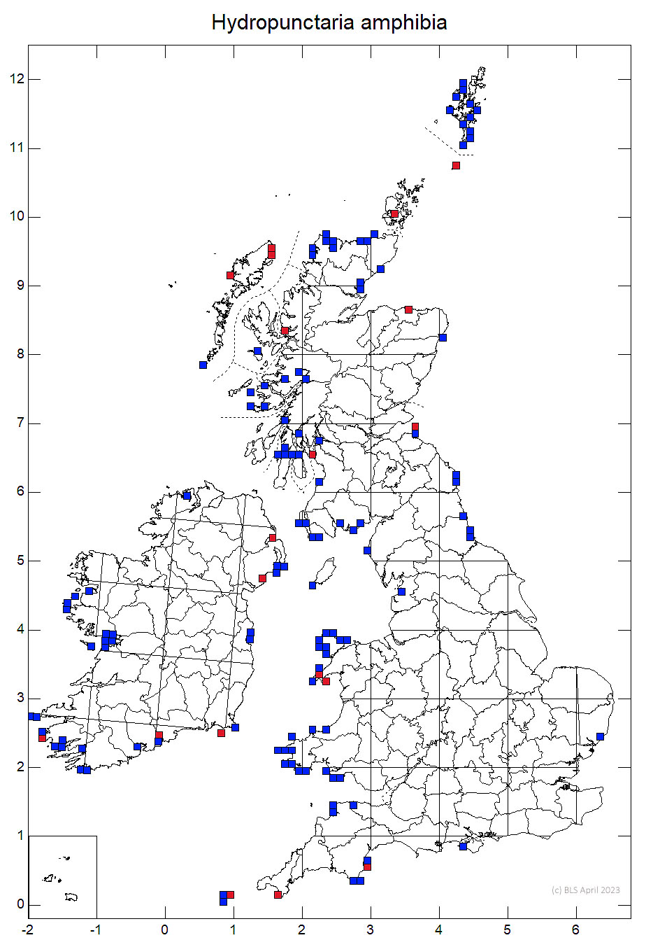 Hydropunctaria amphibia 10km sq distribution map