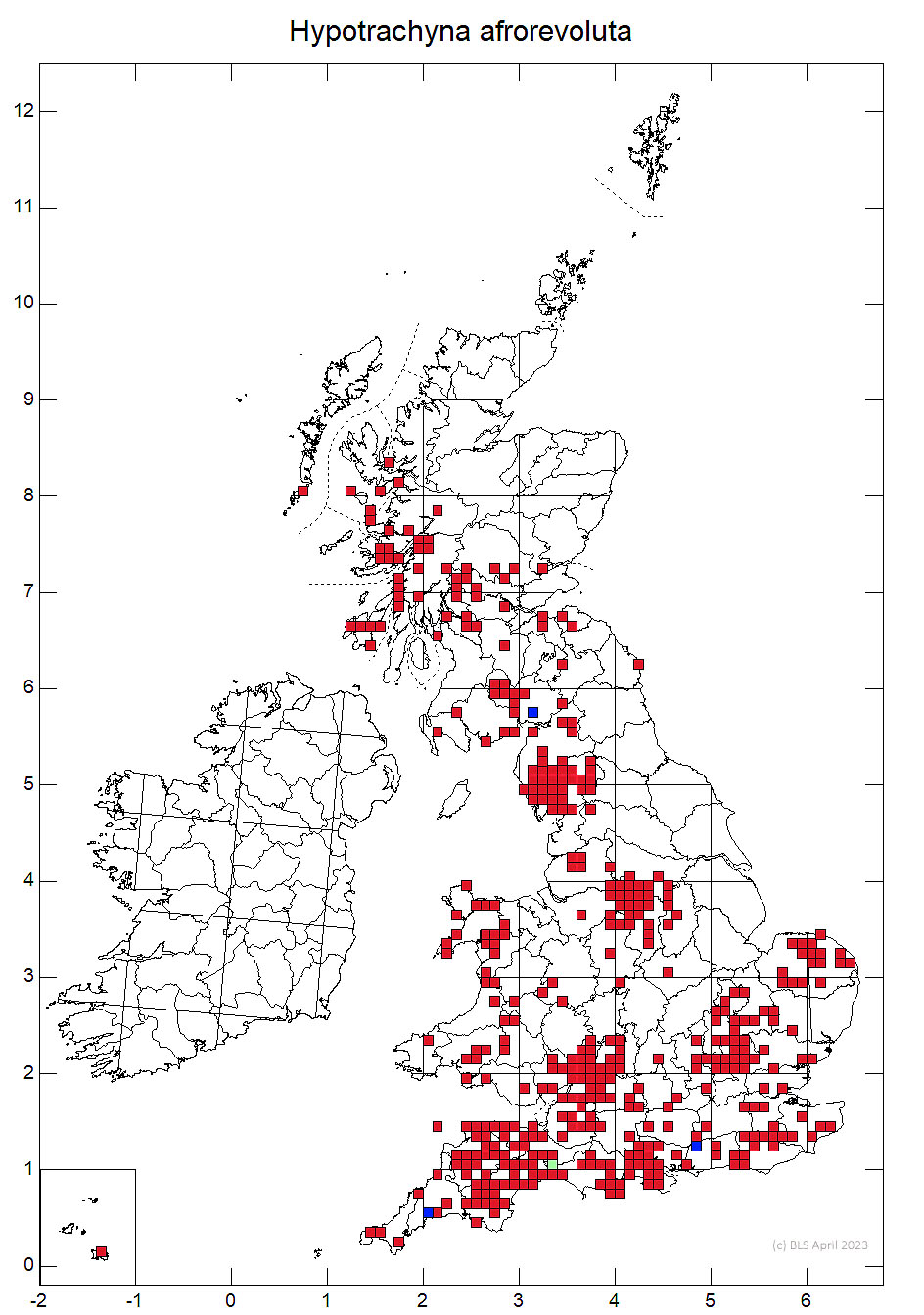Hypotrachyna afrorevoluta 10km distribution map