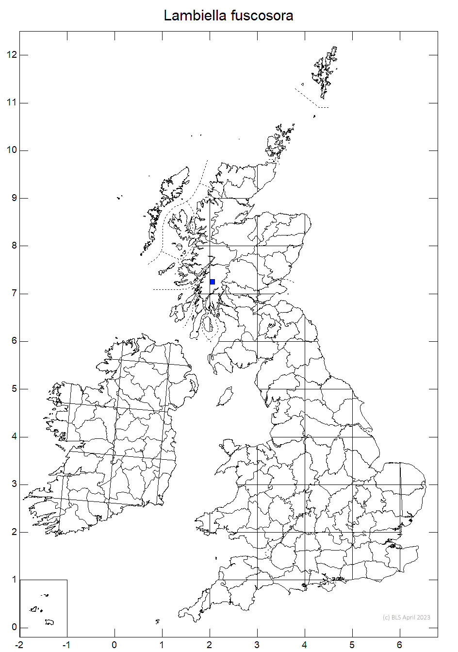 Lambiella fuscosora 10km distribution map