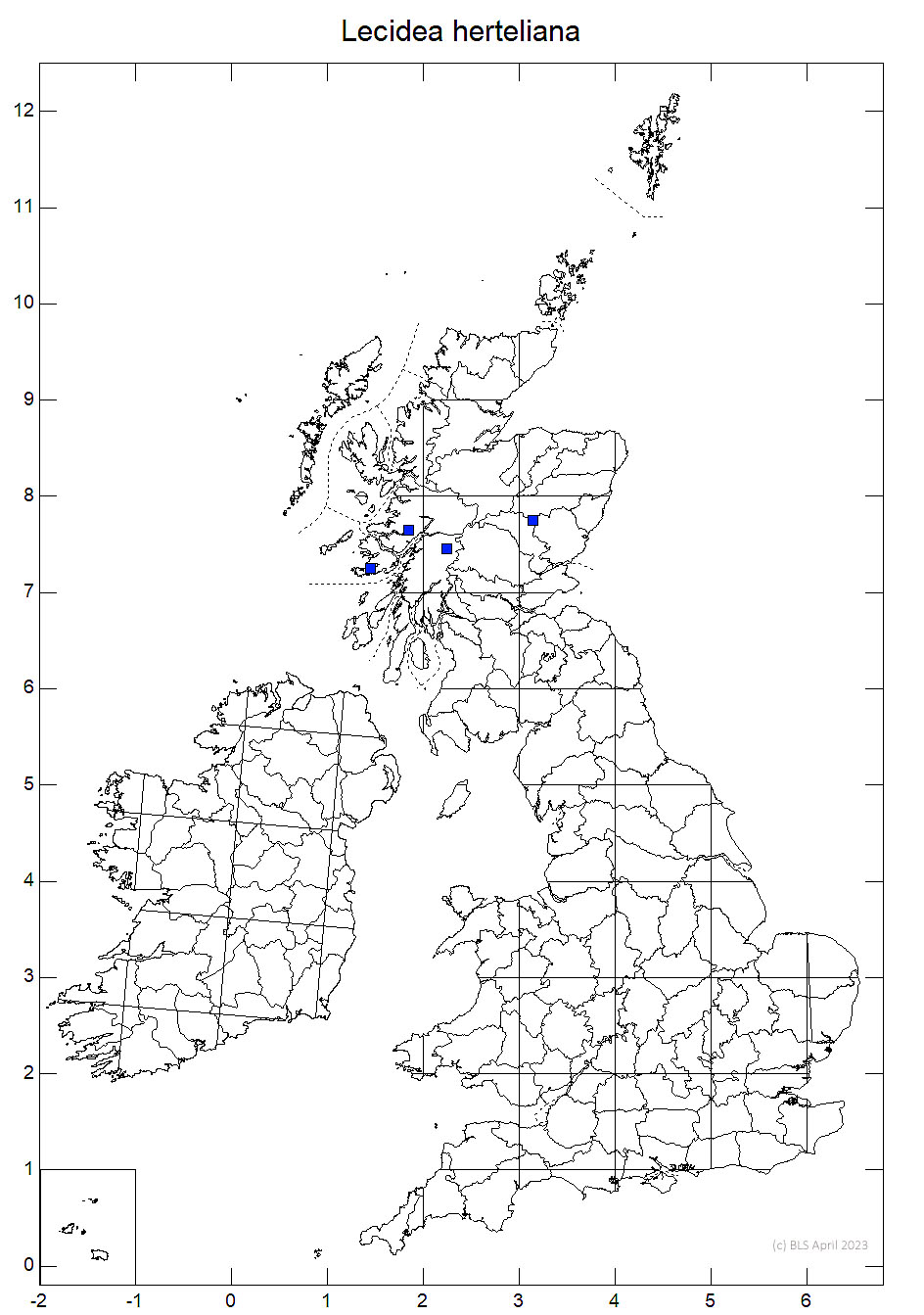 Lecidea herteliana 10km distribution map