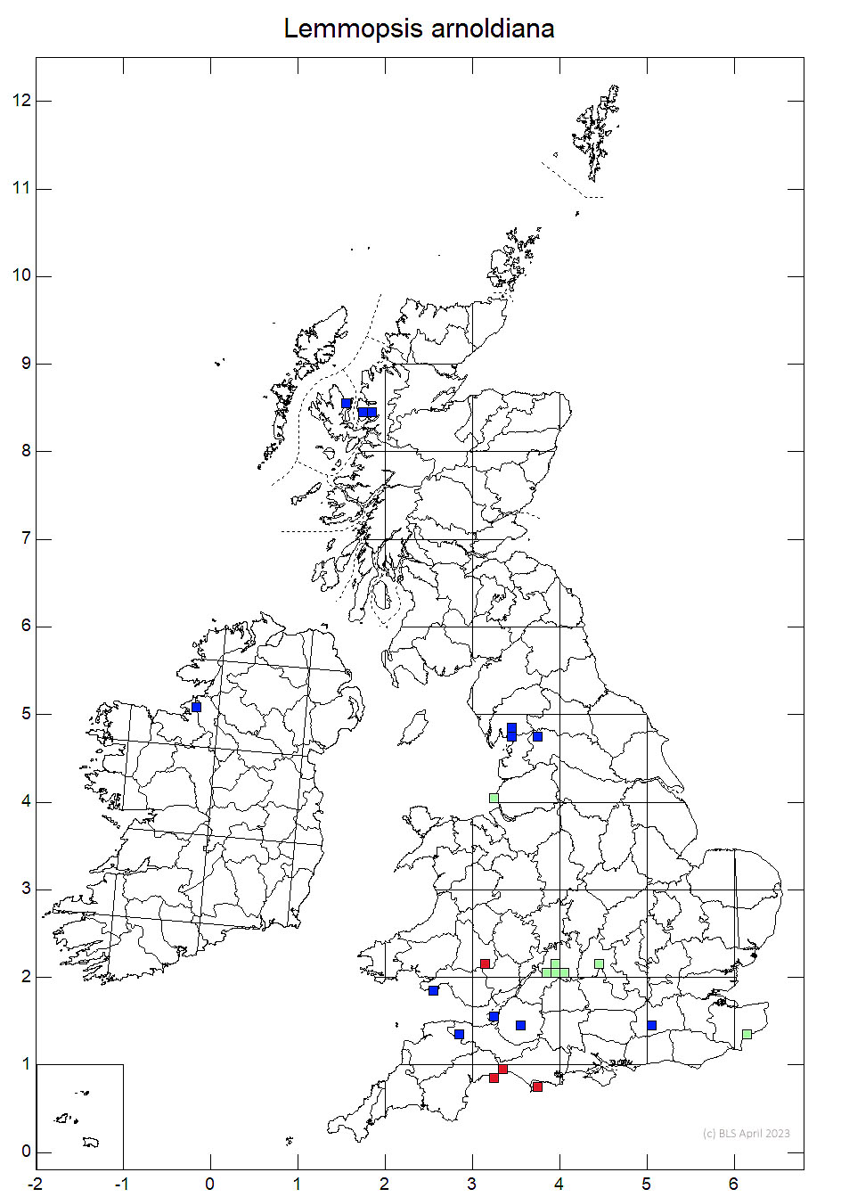 Lemmopsis arnoldiana 10km sq distribution map