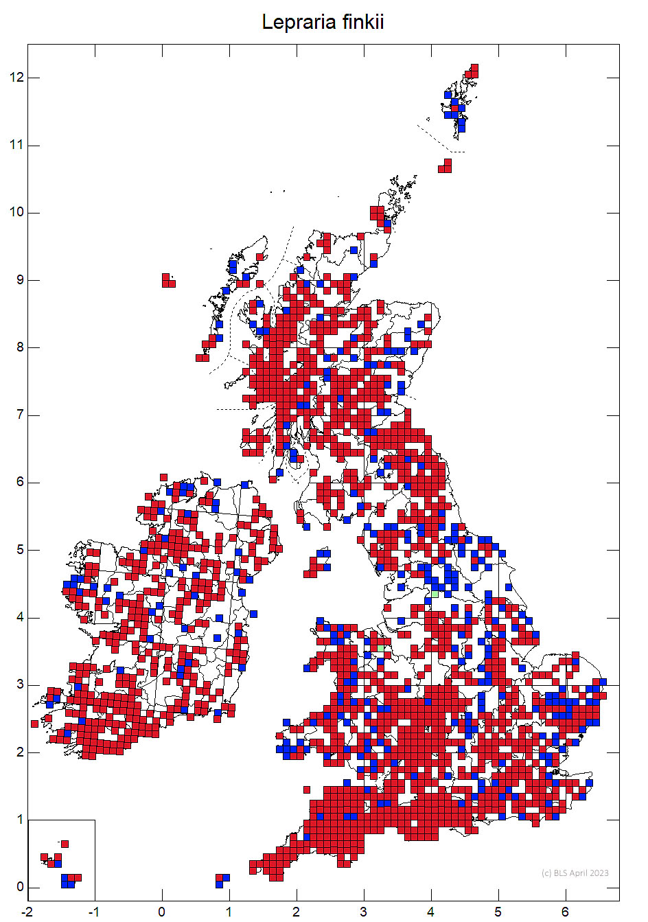 Lepraria finkii 10km distribution map