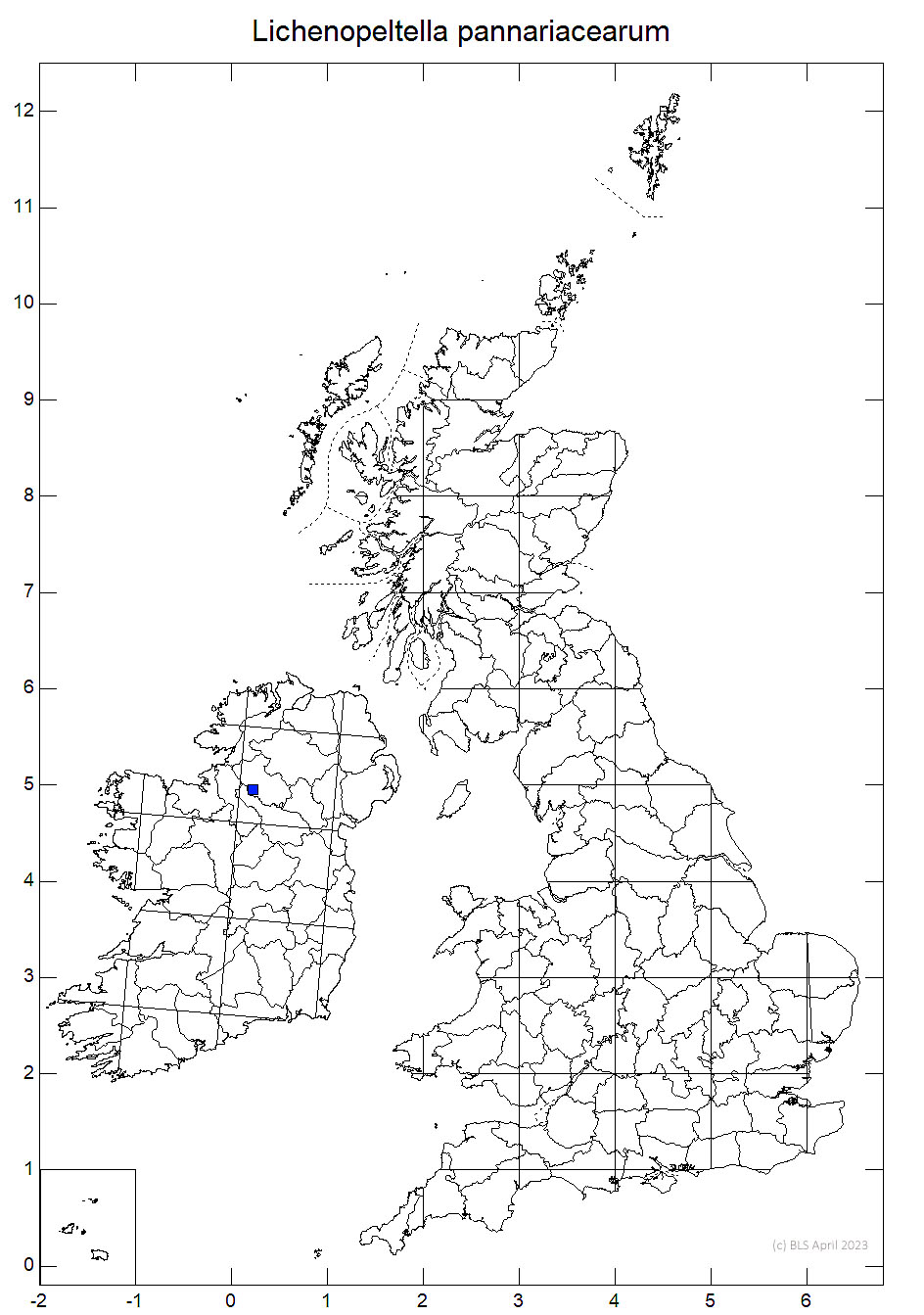 Lichenopeltella pannariacearum 10km distribution map