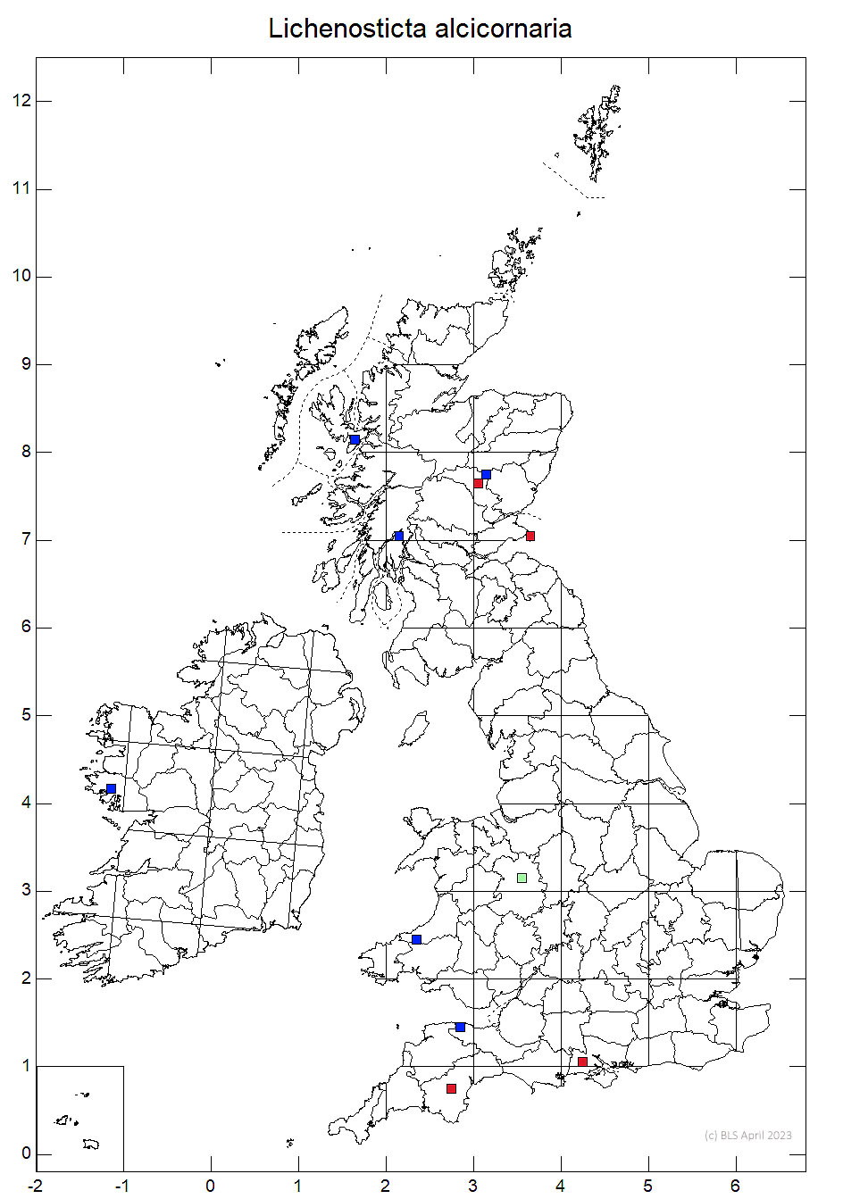 Lichenosticta alcicornaria 10km distribution map