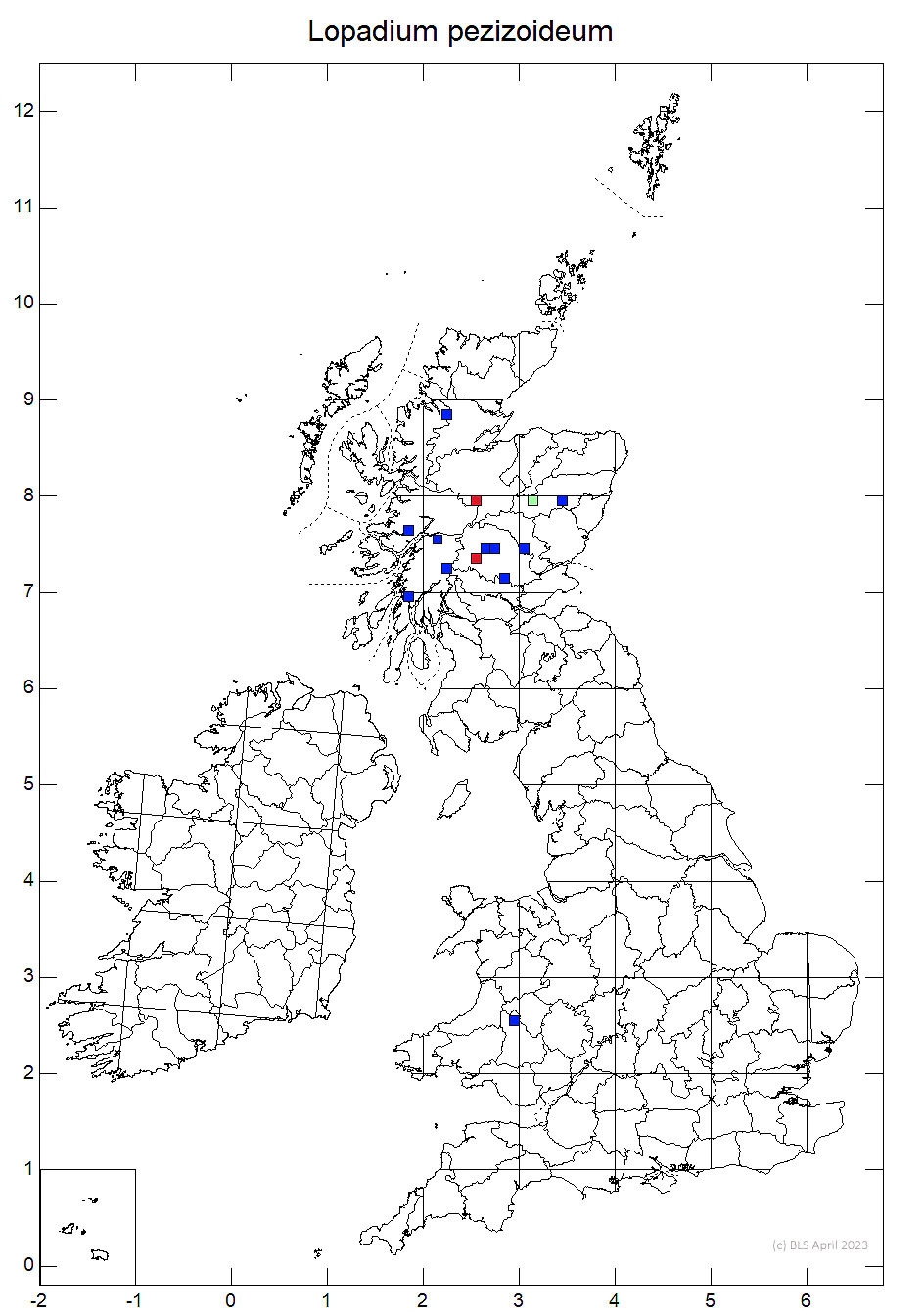 Lopadium pezizoideum 10km sq distribution map