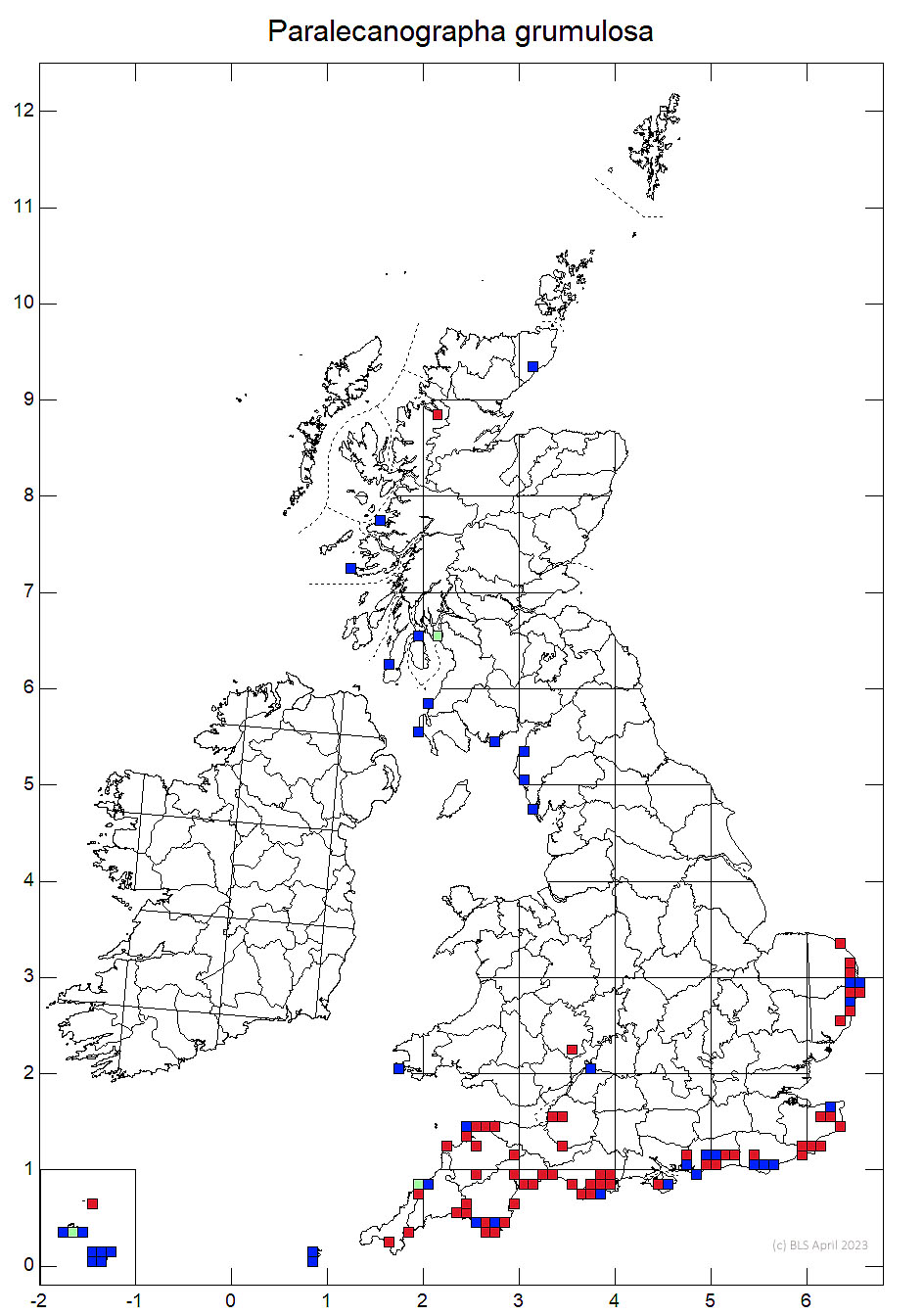 Paralecanographa grumulosa 10km distribution map