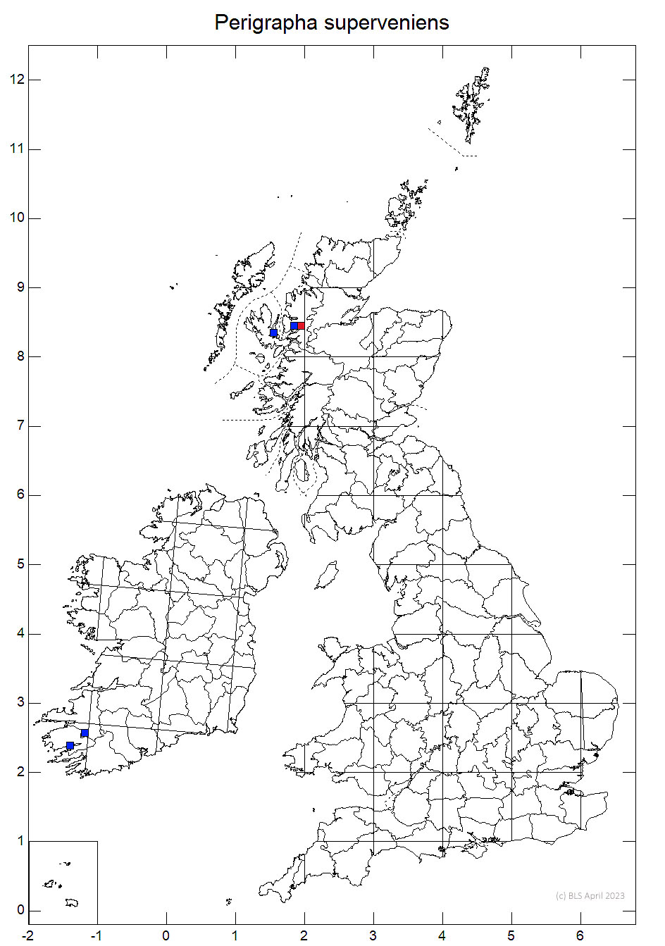 Perigrapha superveniens 10km sq distribution map