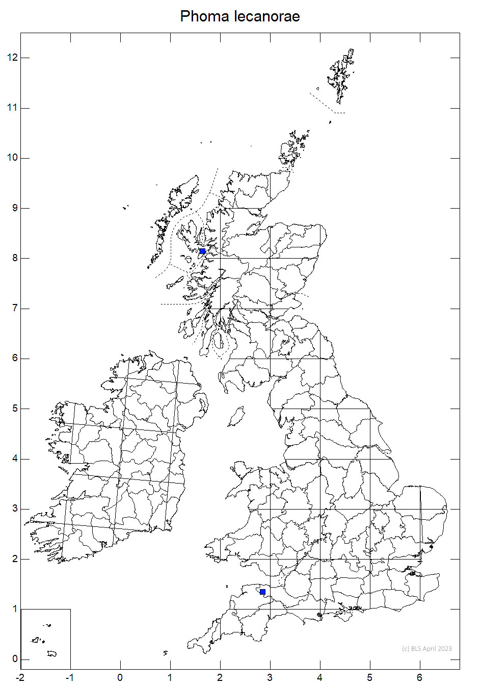 Phoma lecanorae 10km distribution map