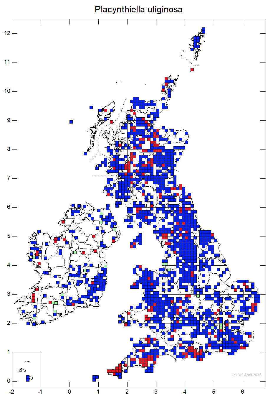 Placynthiella uliginosa 10km sq distribution map