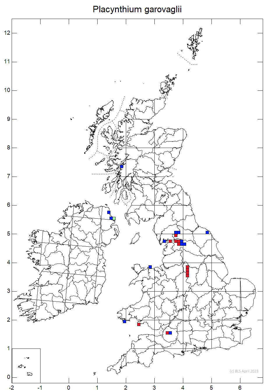 Placynthium garovaglii 10km distribution map