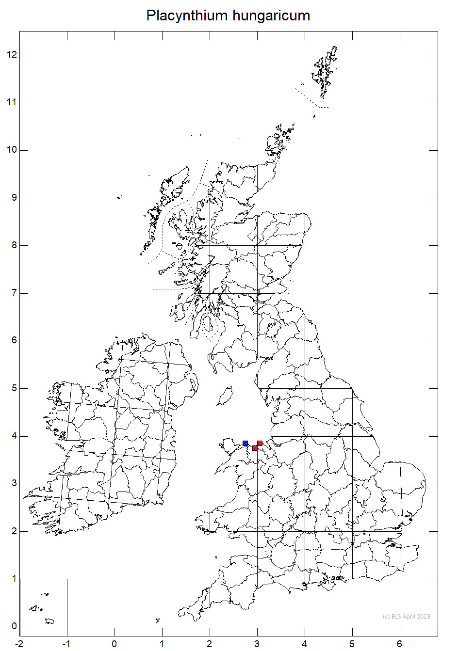 Placynthium hungaricum 10km sq distribution map