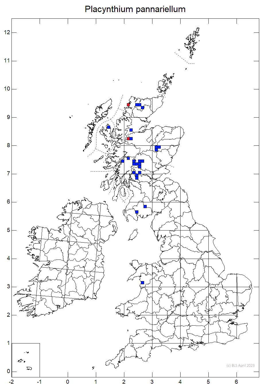 Placynthium pannariellum 10km sq distribution map