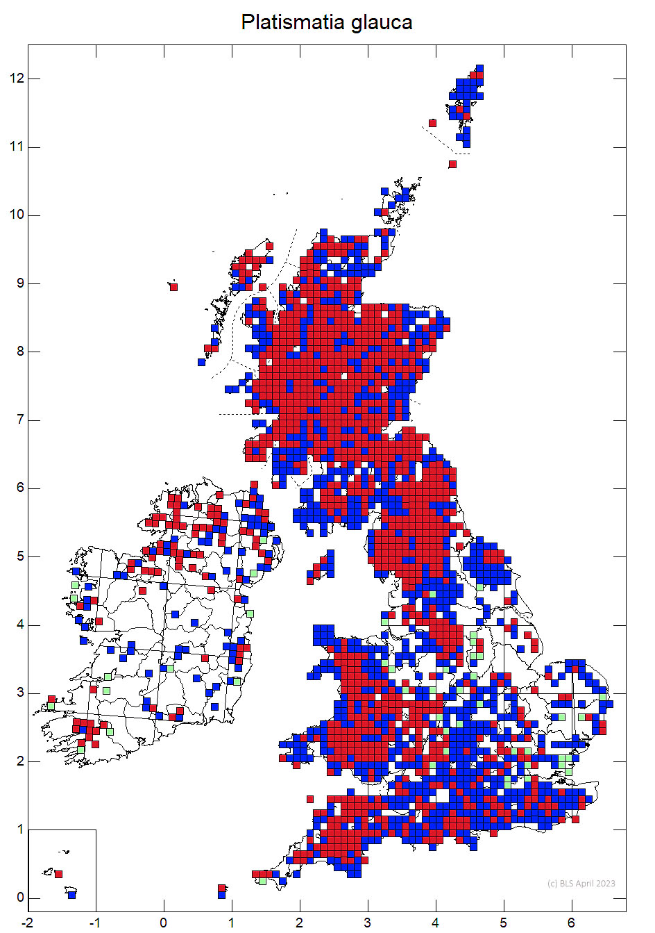Platismatia glauca 10km sq distribution map