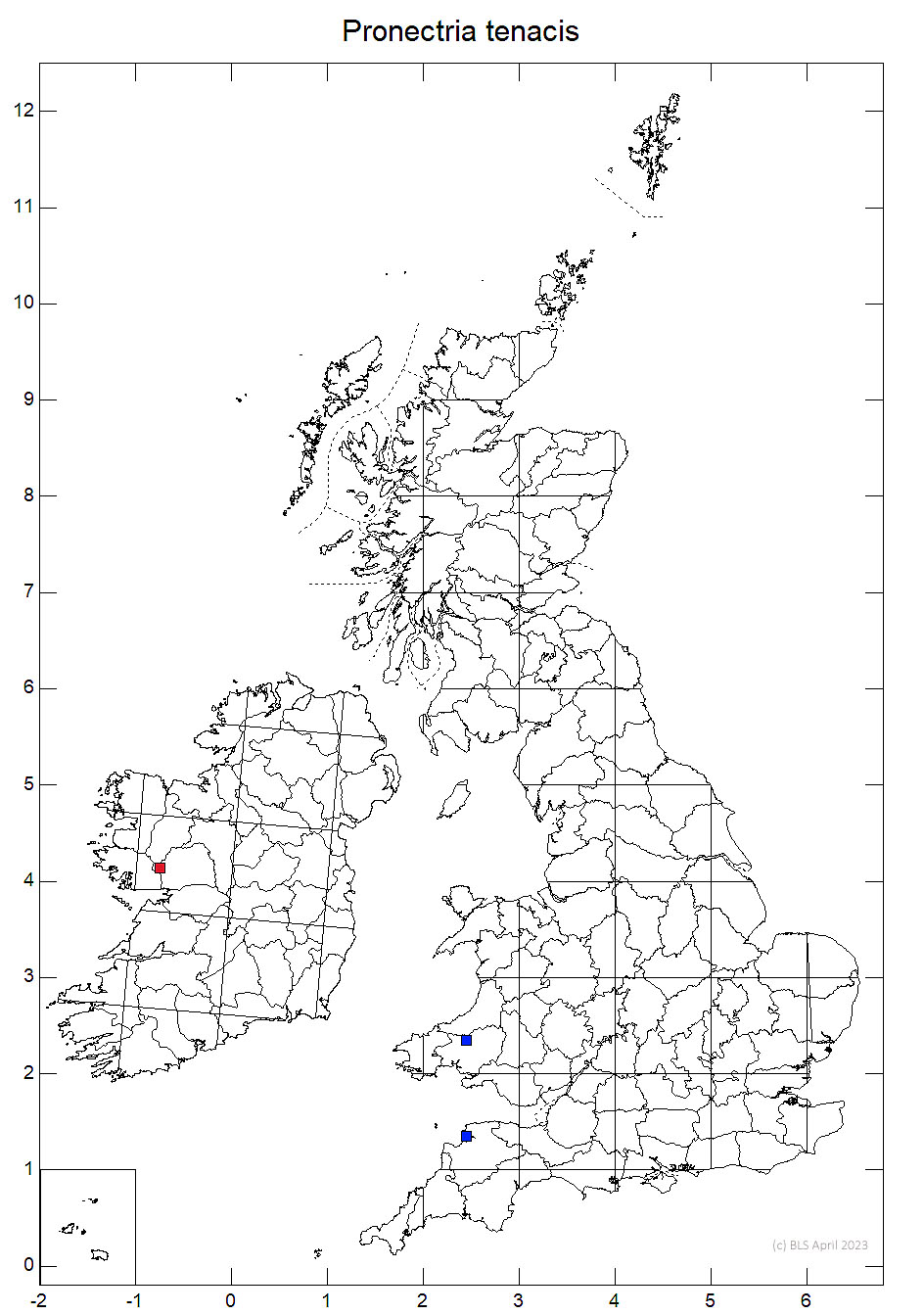 Pronectria tenacis 10km sq distribution map