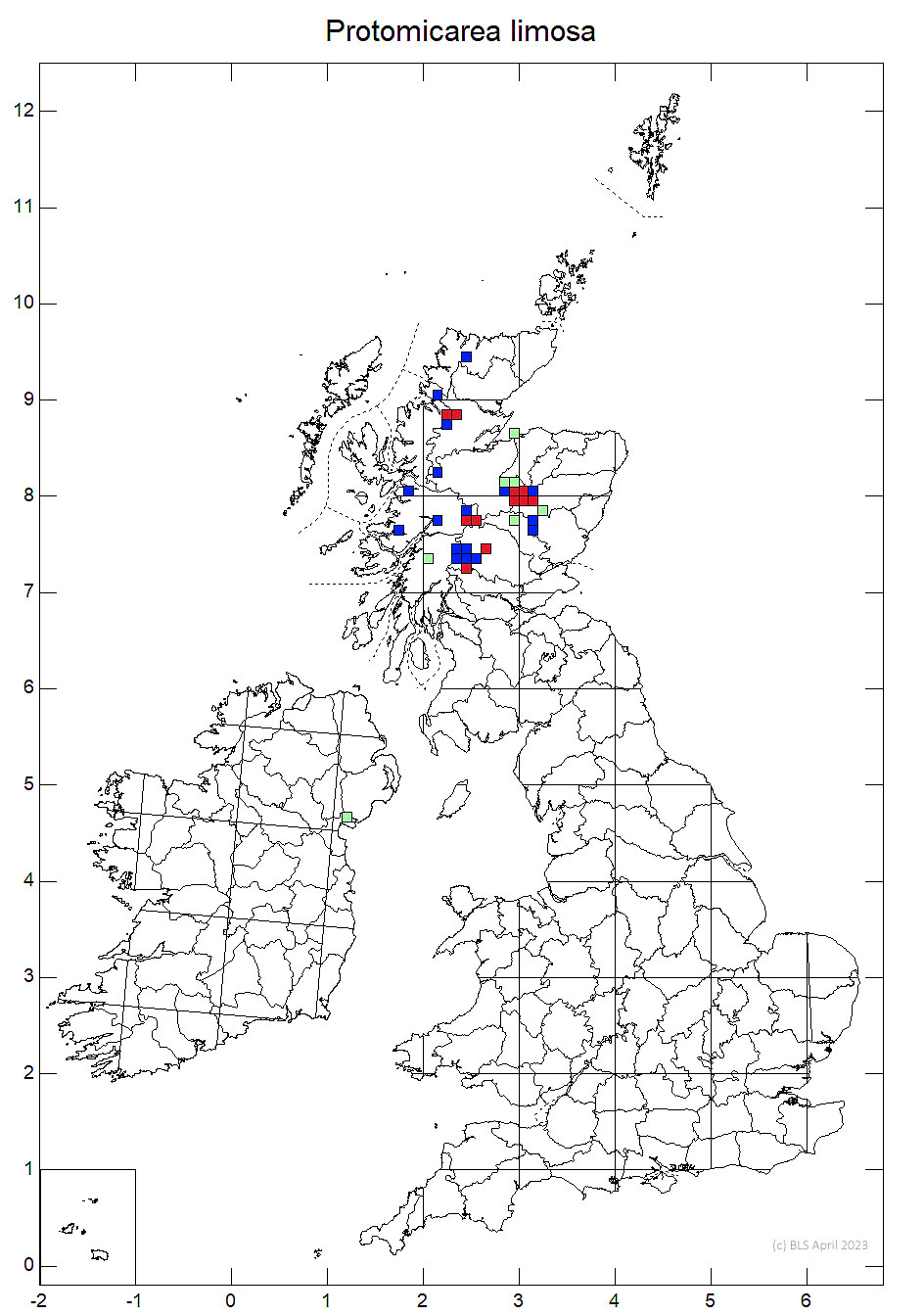 Protomicarea limosa 10km sq distribution map